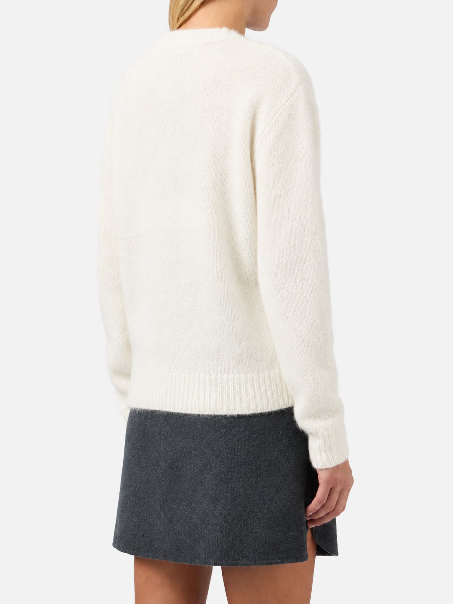 Woman sweater with Snoopy and Woodstock jacquard and rhinestones heart | SNOOPY PEANUTS™ SPECIAL EDITION
