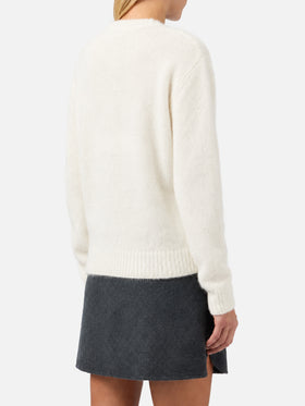 Woman sweater with Snoopy and Woodstock jacquard and rhinestones heart | SNOOPY PEANUTS™ SPECIAL EDITION