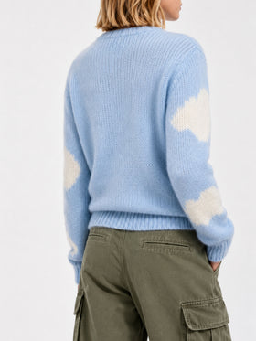 Maglia New Queen Soft con ricamo Non ci piove azzurra