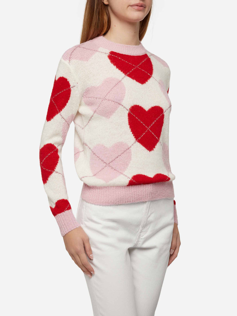 Maglione girocollo da donna morbido Queen Nordic Soft con cuore jacquard