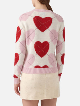 New Queen Soft crewneck sweater with heart jacquard