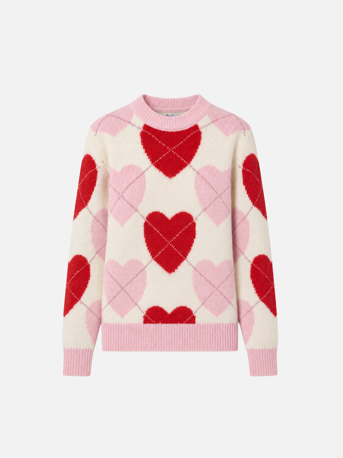 New Queen Soft crewneck sweater with heart jacquard