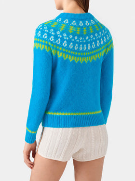 Maglione New Queen Nordic Soft con fantasia jacquard azzurro
