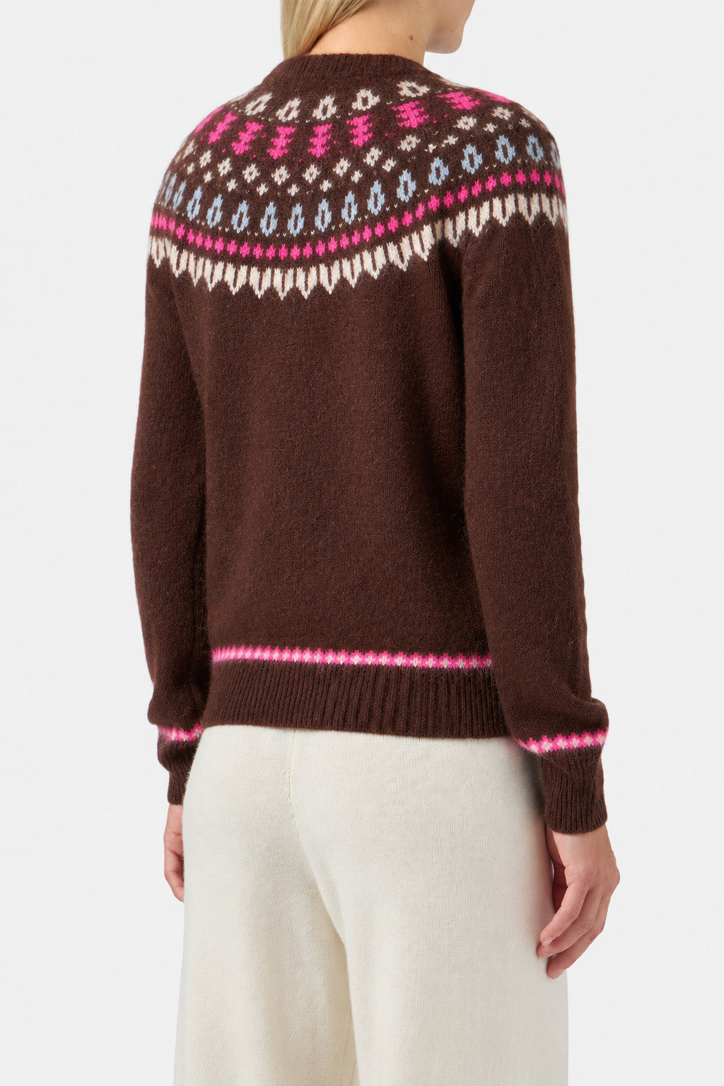 New Queen Nordic brauner Jacquard-Strickpullover 