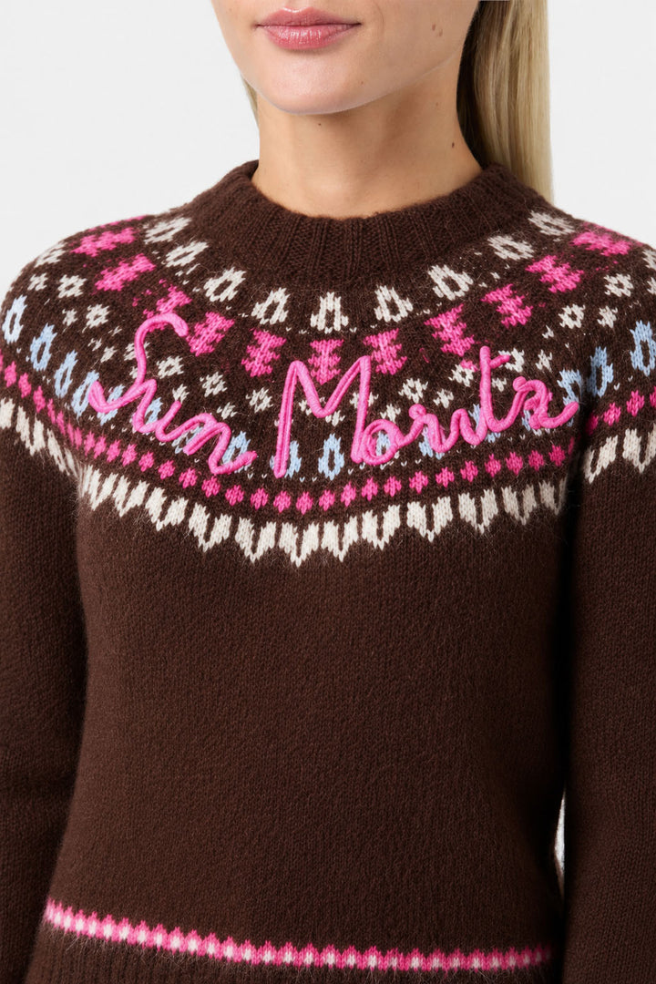 New Queen Nordic brauner Jacquard-Strickpullover 