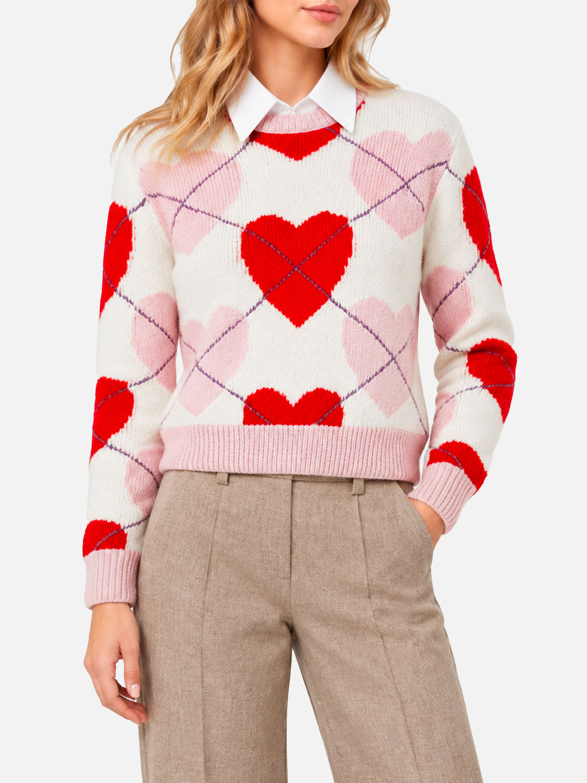 Jersey New Queen Crop Soft de rombos con corazón 