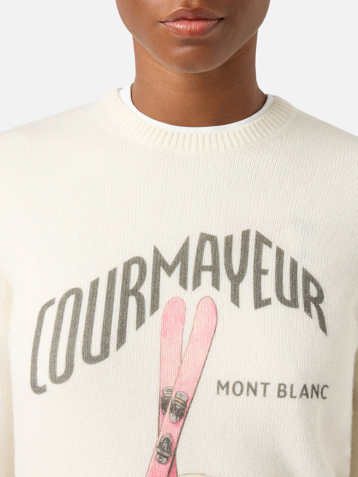 Off-white New Queen Rundhalspullover aus Wolle und Kaschmirmischung mit Courmayeur-Print | Special edition 