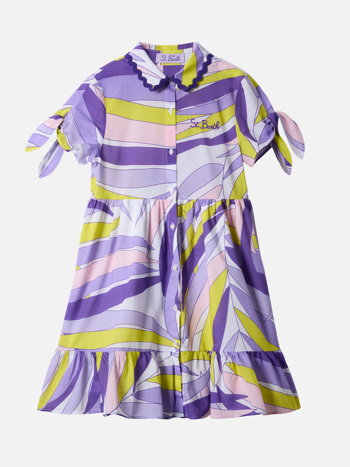 Cotton dress Queenie with palm print