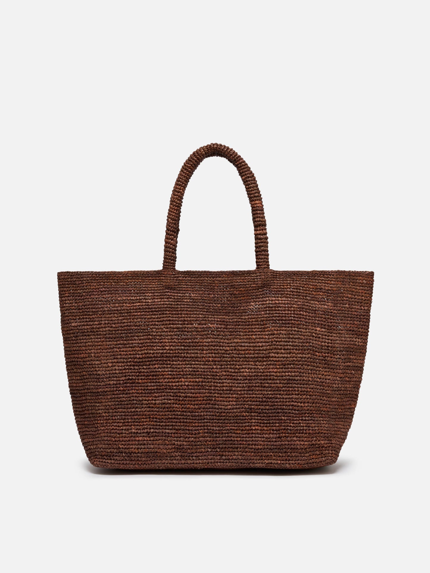 Brown Beach raffia bag with contrasting embroidered logo
