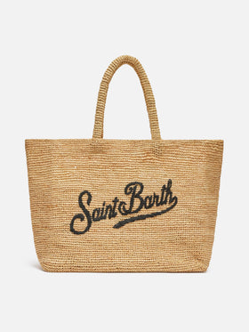 Beige Raffia Beach bag with cotton pouch - MC2 Saint Barth
