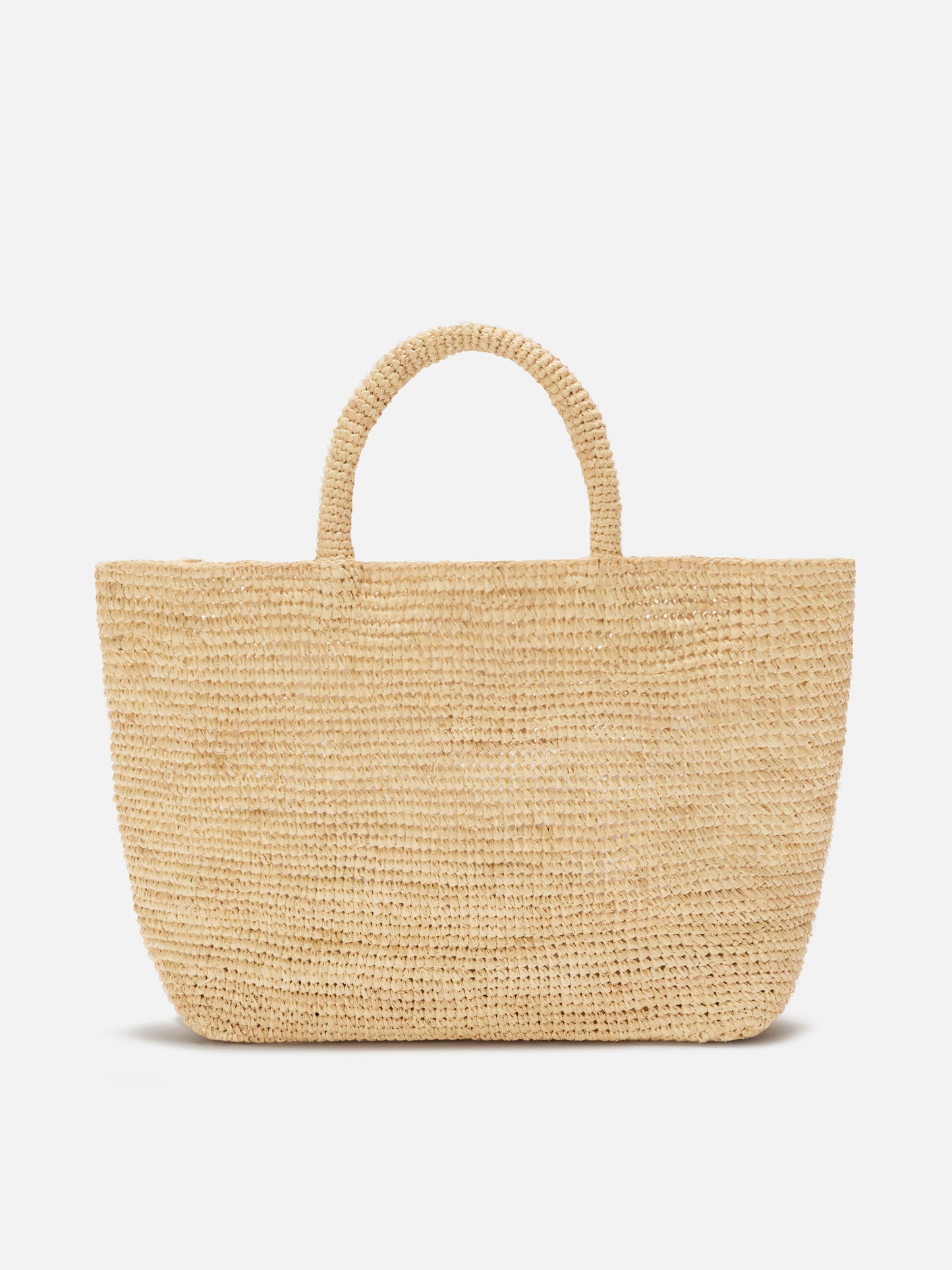 Borsa Beach medium in raffia con logo ricamato