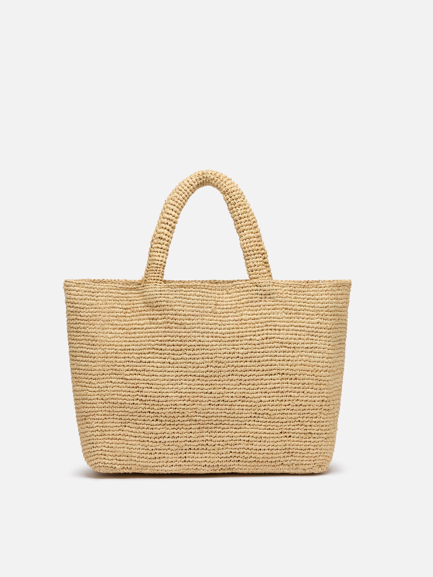 Rafia Mid Beach Bag beige con pochette interna in cotone