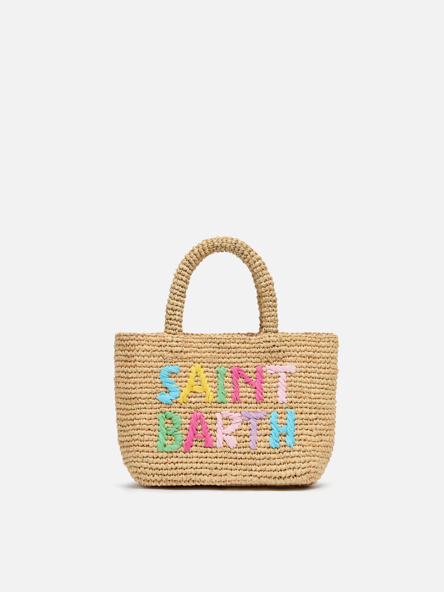 Rafia Mini Beach Bag beige con pochette interna in cotone