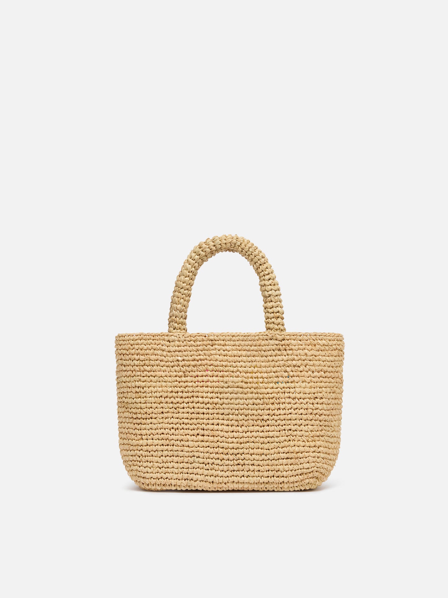 Rafia Mini Beach Bag beige con pochette interna in cotone