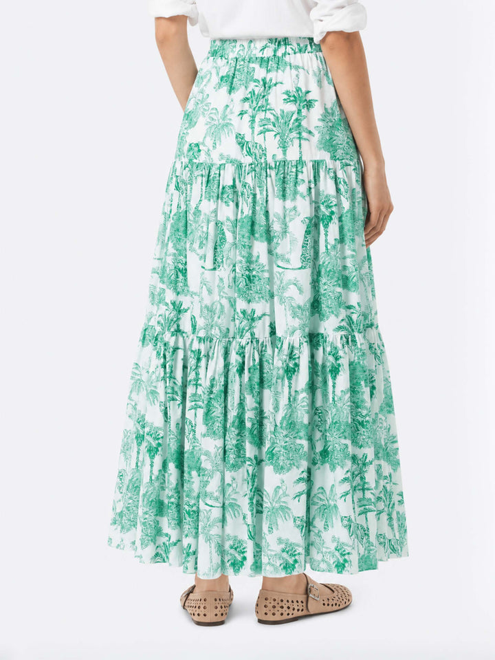 Falda larga Green Rambla con estampado jungle 