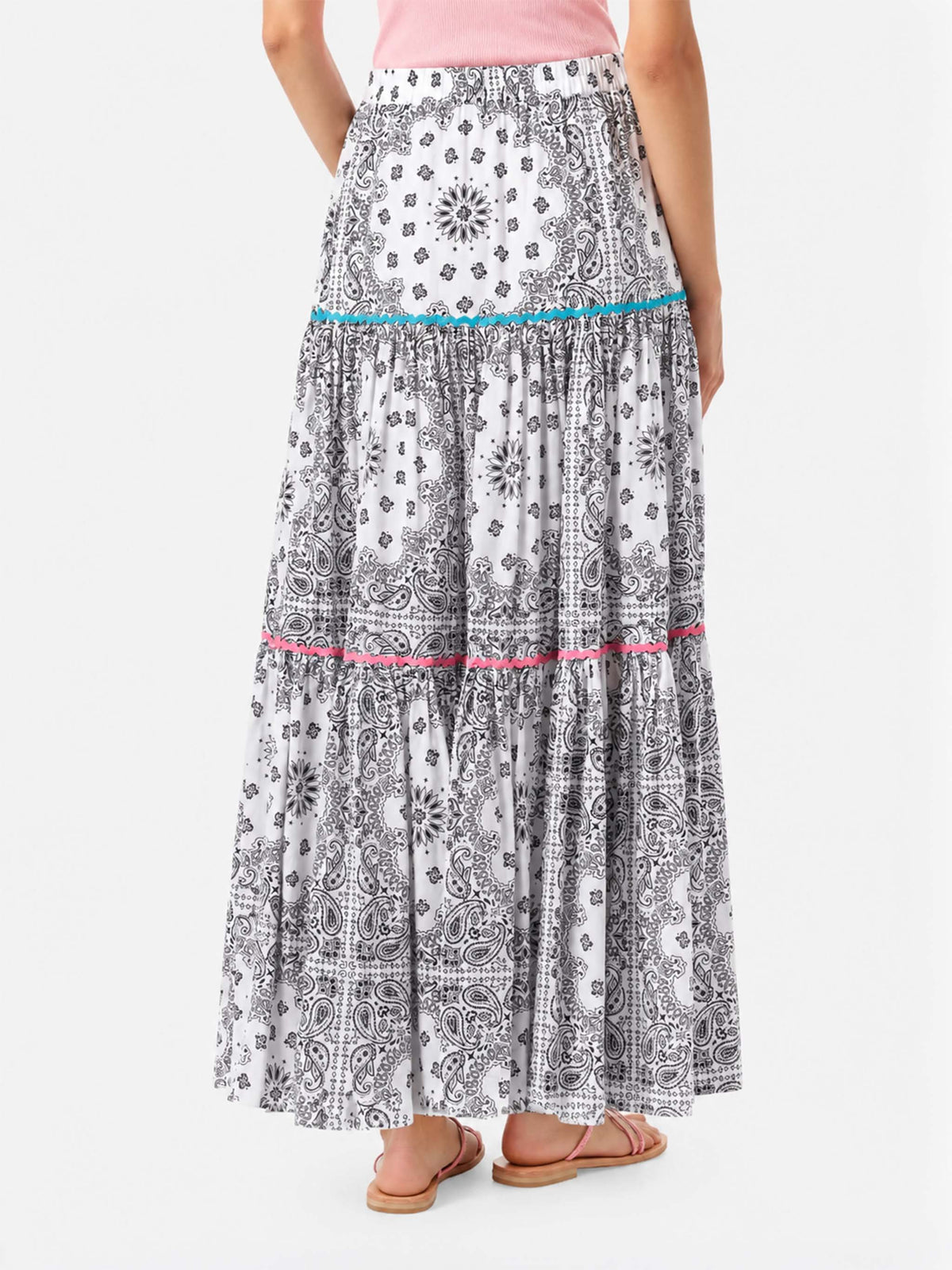 Cotton long skirt Rambla with bandana print