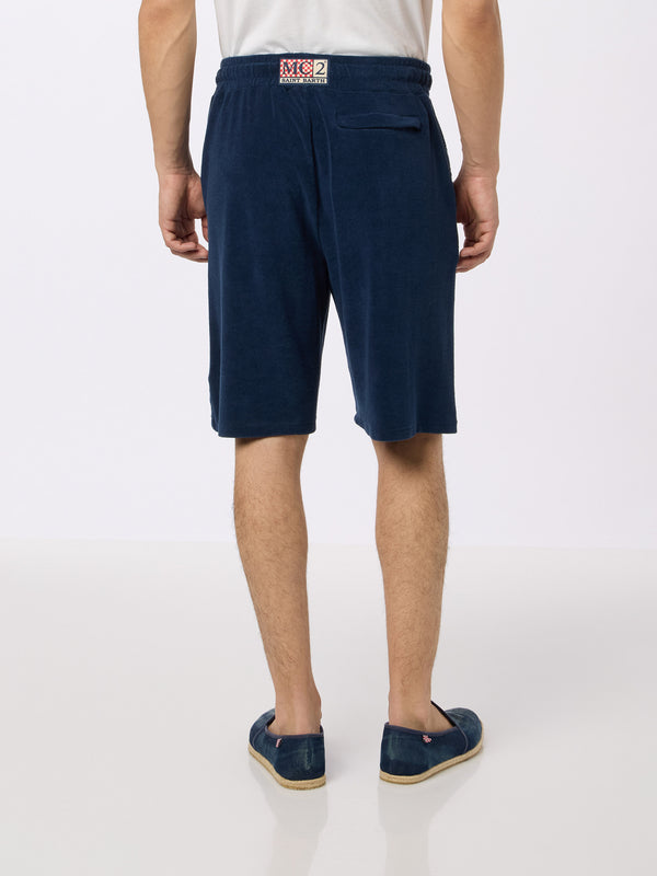 Bermuda da uomo in spugna blu navy Rande Sponge