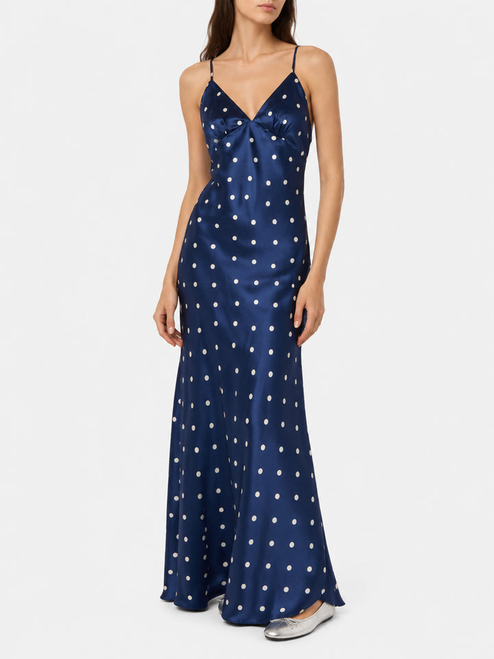Ravel schmales Kleid aus reiner Seide mit Polka-Dot-Print 