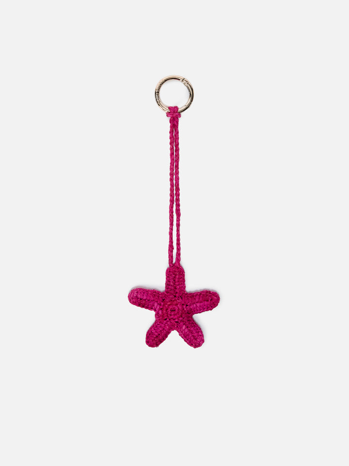 Bag Charm with mini star fish in raffia