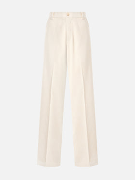 Rebella wide-leg trousers in corduroy cream white