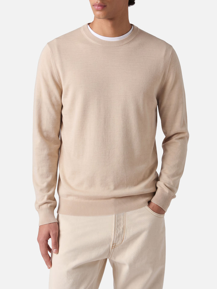 Beiger Pullover Regent aus 100% MERINO WOOL 