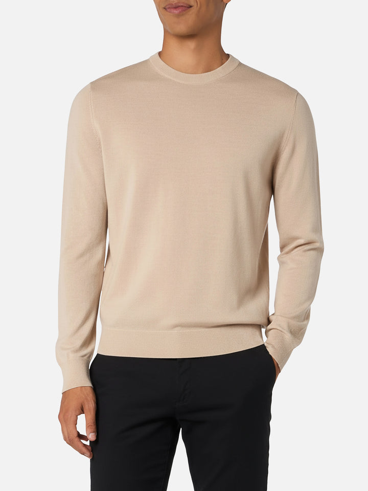 Beiger Pullover aus Merinowolle für Herren von Regent