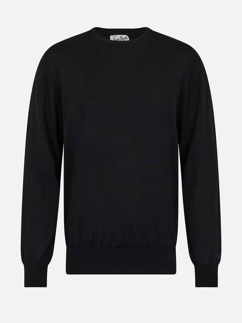 Man Regent black merino wool sweater