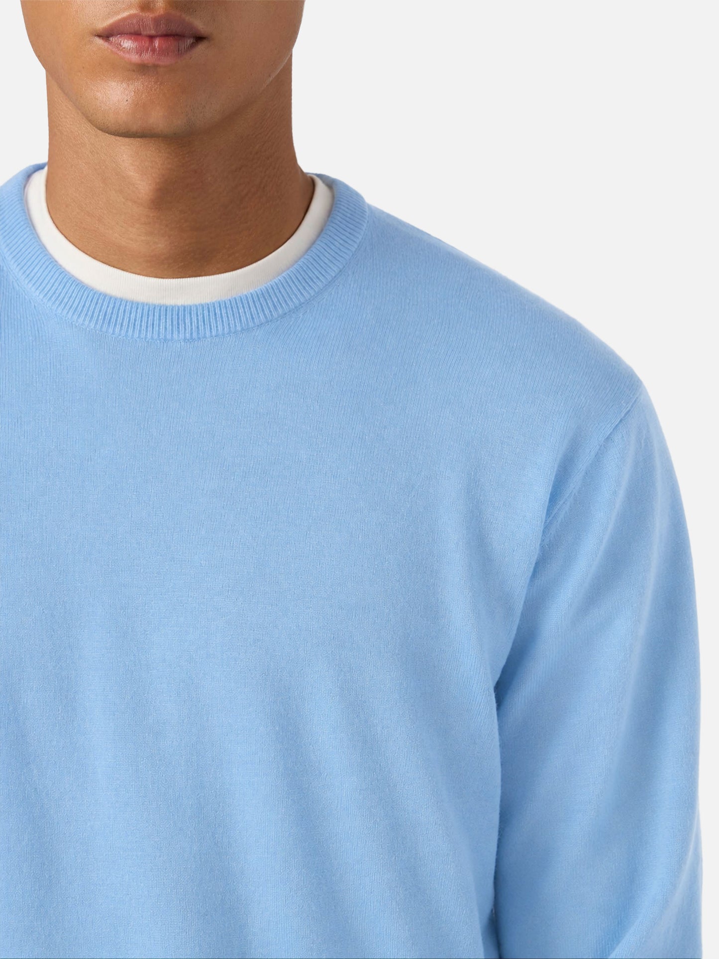 Crewneck sweater Regent in 100% light blue MERINO WOOL