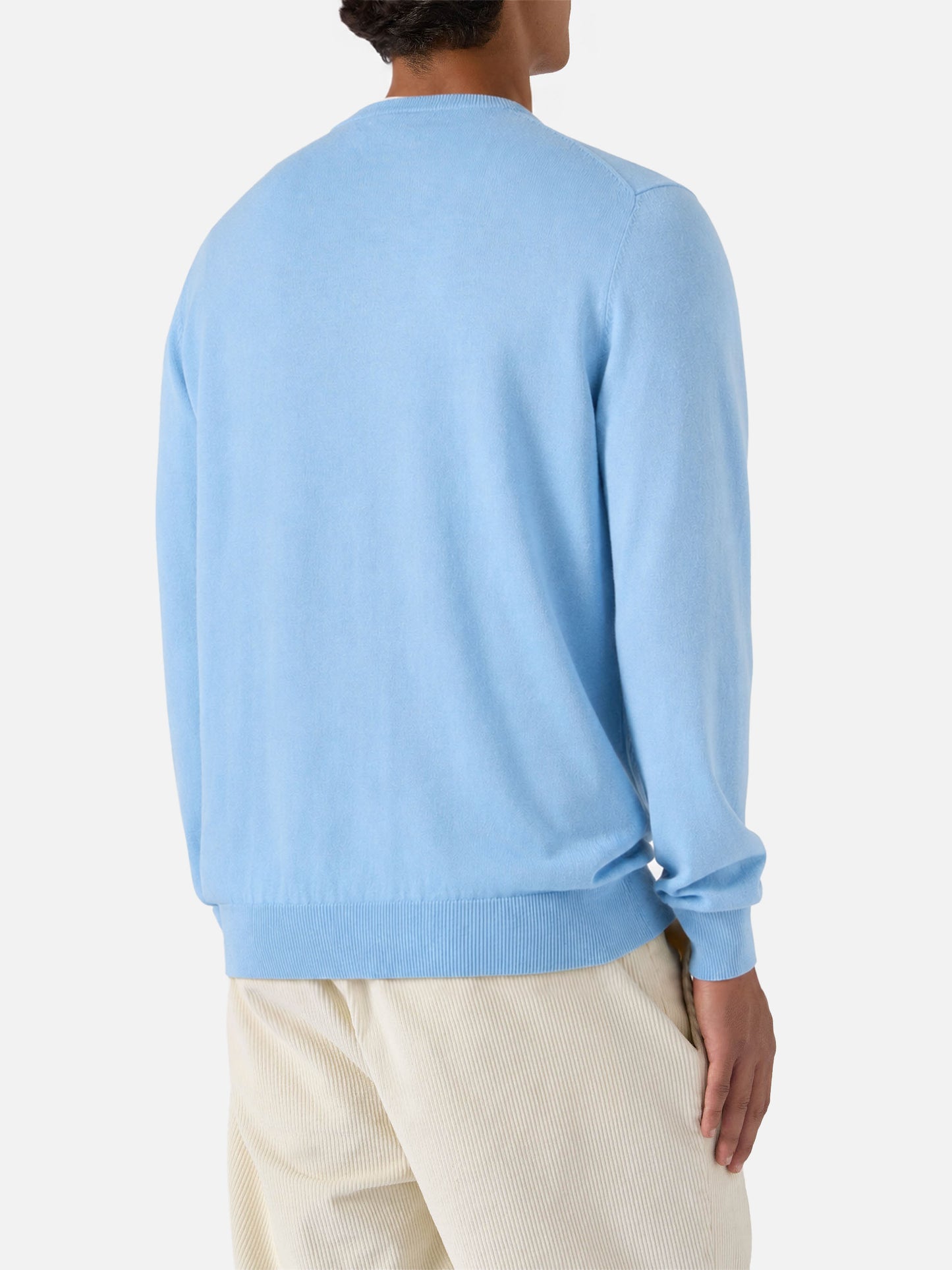 Crewneck sweater Regent in 100% light blue MERINO WOOL