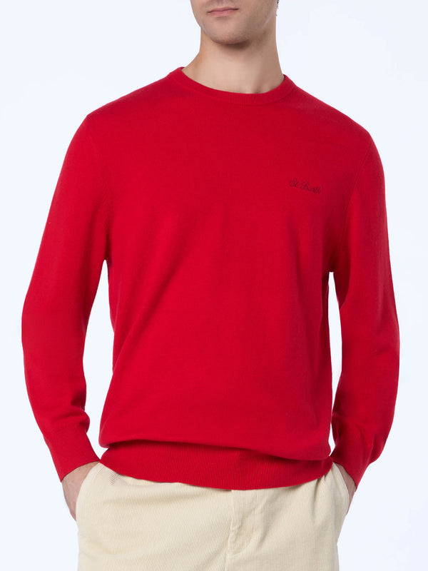 Man red blended cashmere crewneck sweater Regent