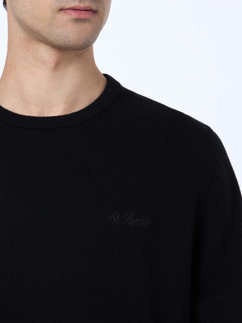 Man black cashmere blend crewneck sweater Regent