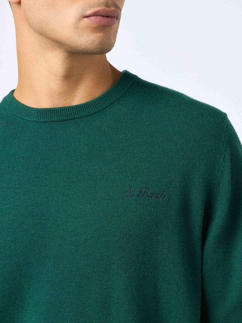 Man British green blended cashmere crewneck sweater Regent