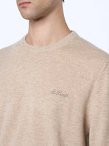 Man beige blended cashmere crewneck sweater Regent