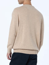 Man beige blended cashmere crewneck sweater Regent