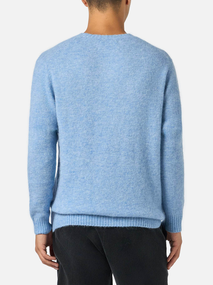 Maglione girocollo Regent in ALPACA STRETCH azzurra
