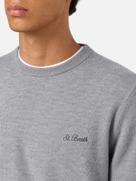 Crewneck-Pullover Regent in Mélange-Grau BLENDED CASHMERE 