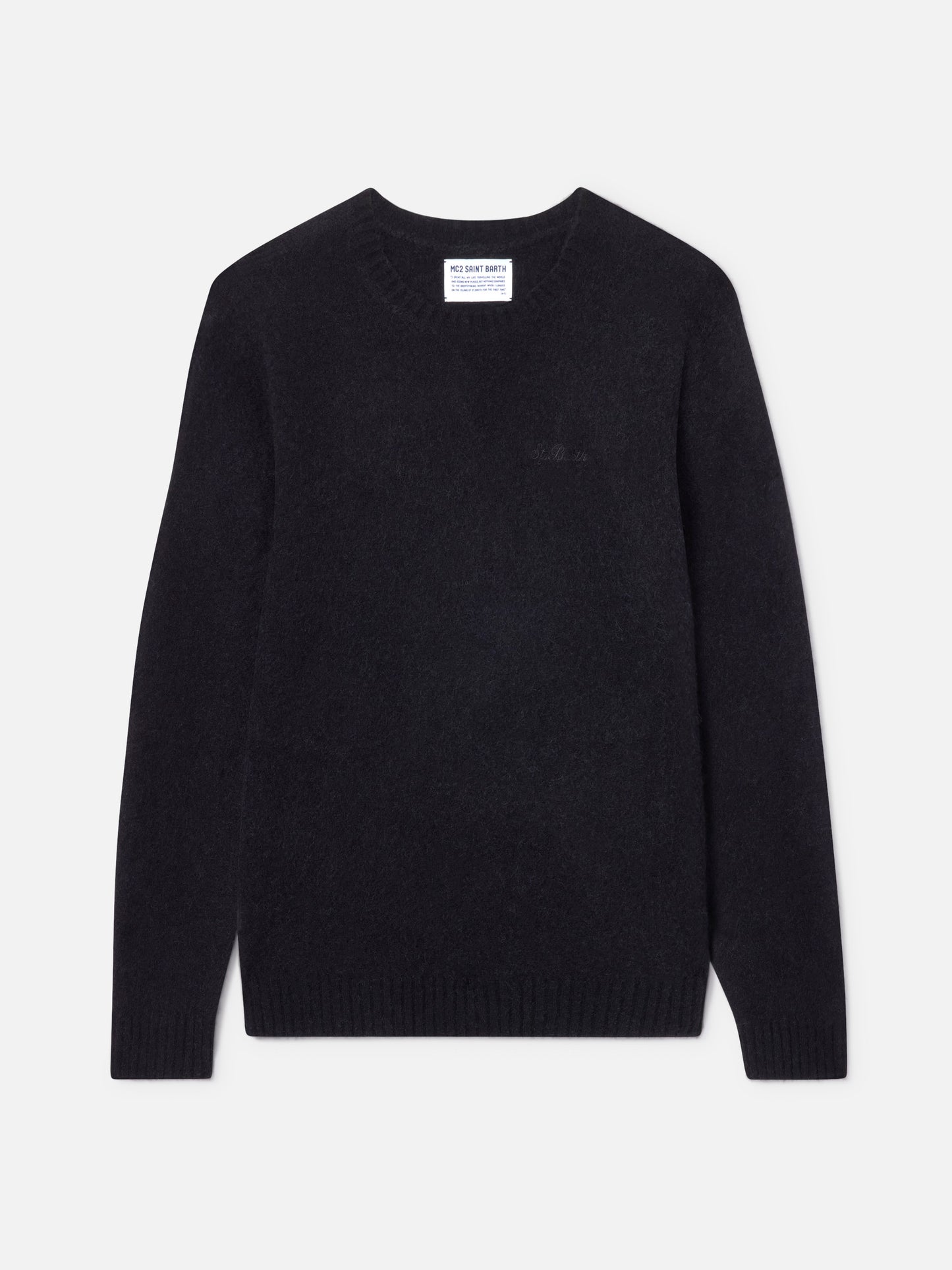 Rundhalspullover Regent in Schwarz STRETCH ALPACA 