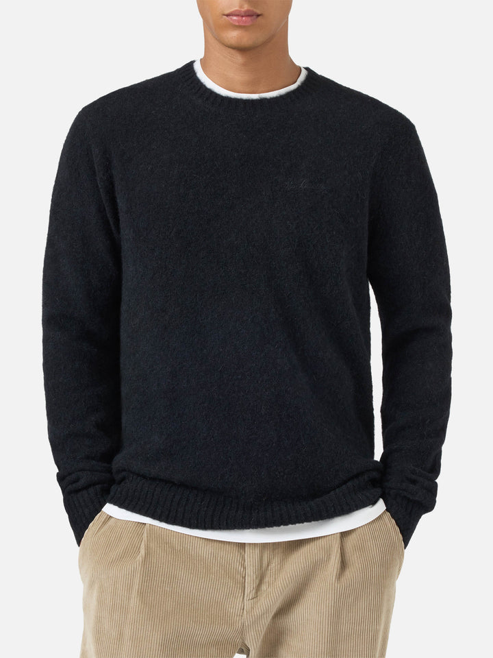 Crewneck sweater Regent in black STRETCH ALPACA