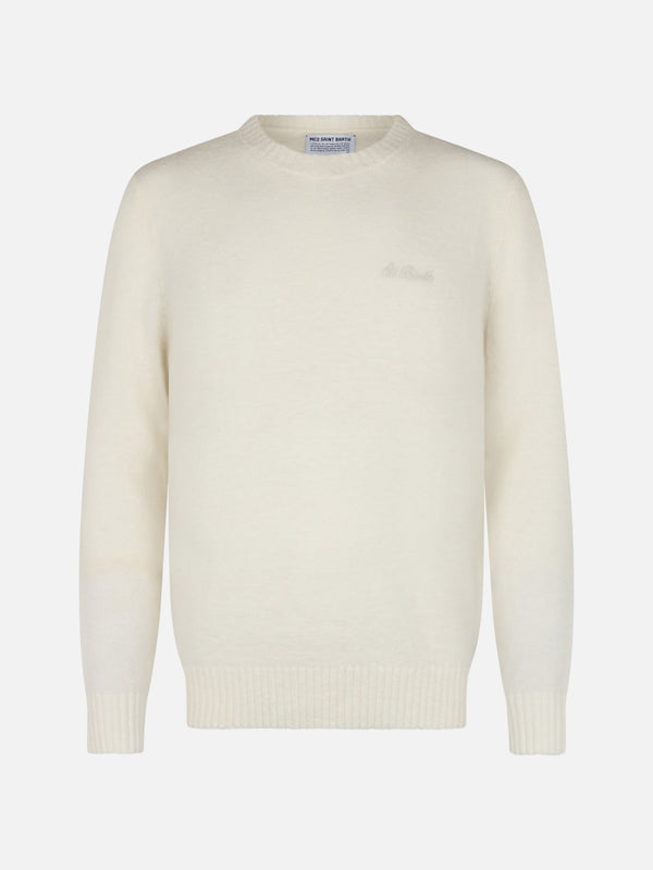 Man white crewneck stretch sweater Regent