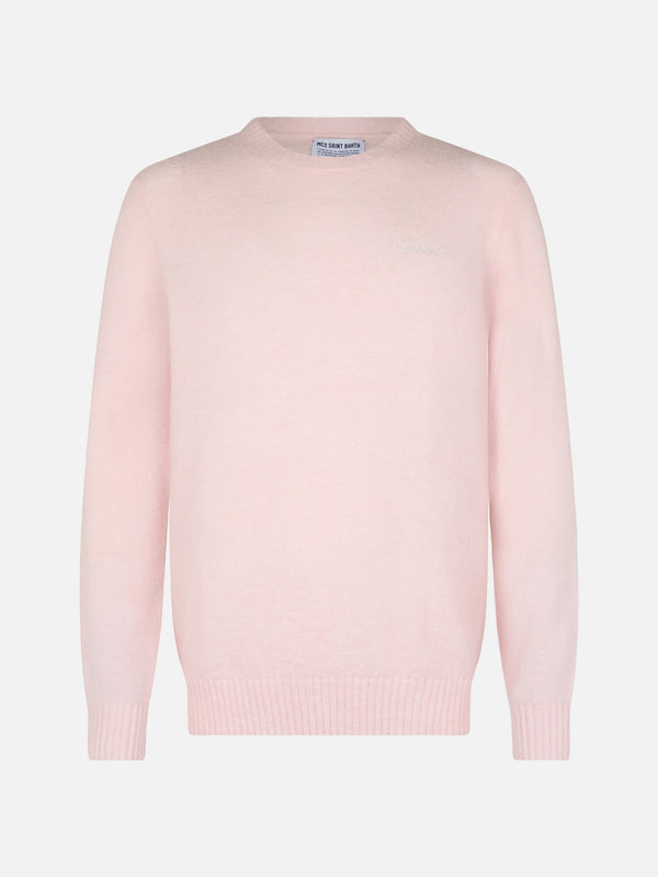 Man pink crewneck stretch sweater Regent