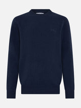 Man navy blue lambswool sweater Regent