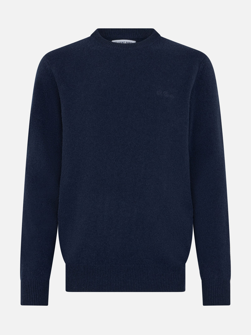 Man navy blue lambswool sweater Regent