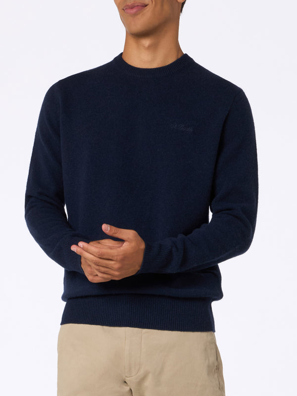 Man navy blue lambswool sweater Regent