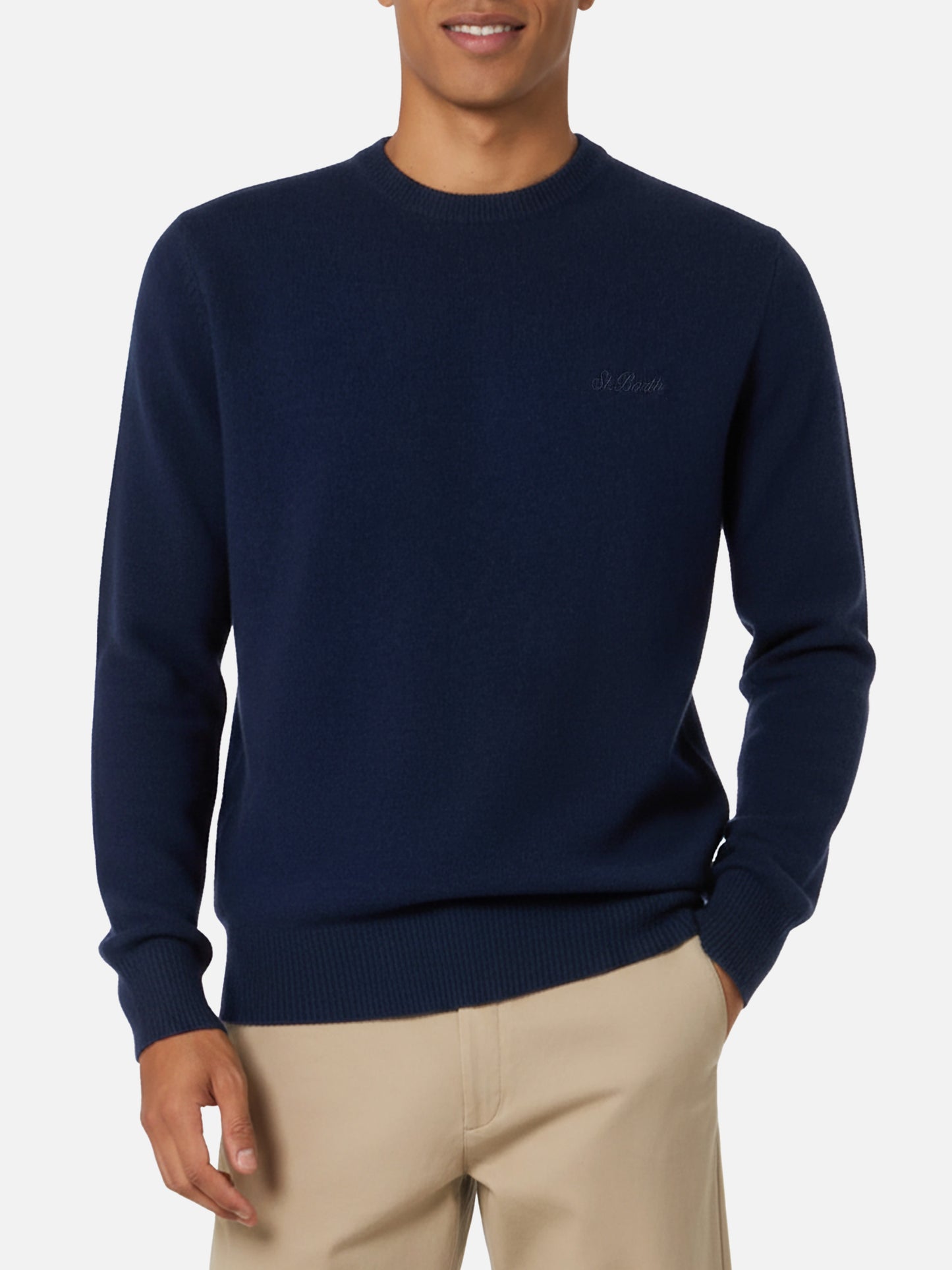 Man navy blue lambswool sweater Regent