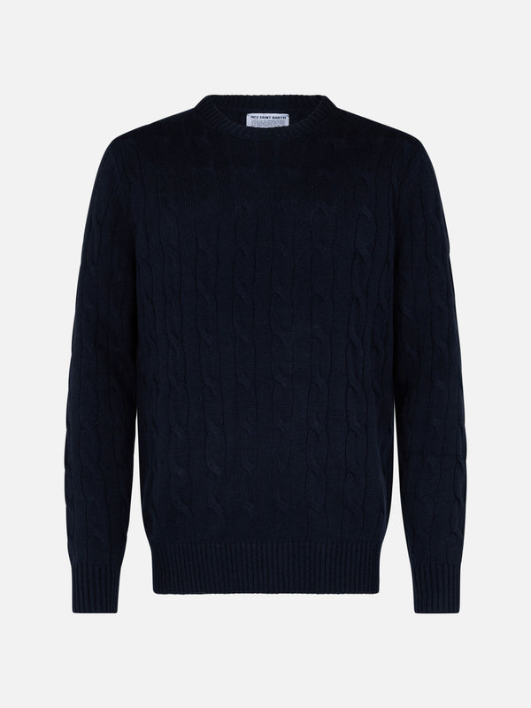 Man blended cashmere navy blue crewneck sweater Regent