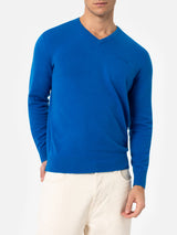 Man bluette V neck cashmere blend sweater Regent