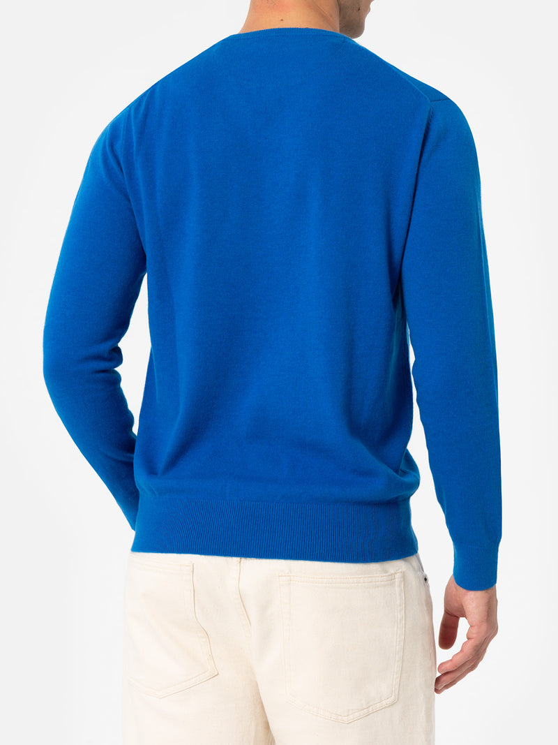 Man bluette V neck cashmere blend sweater Regent