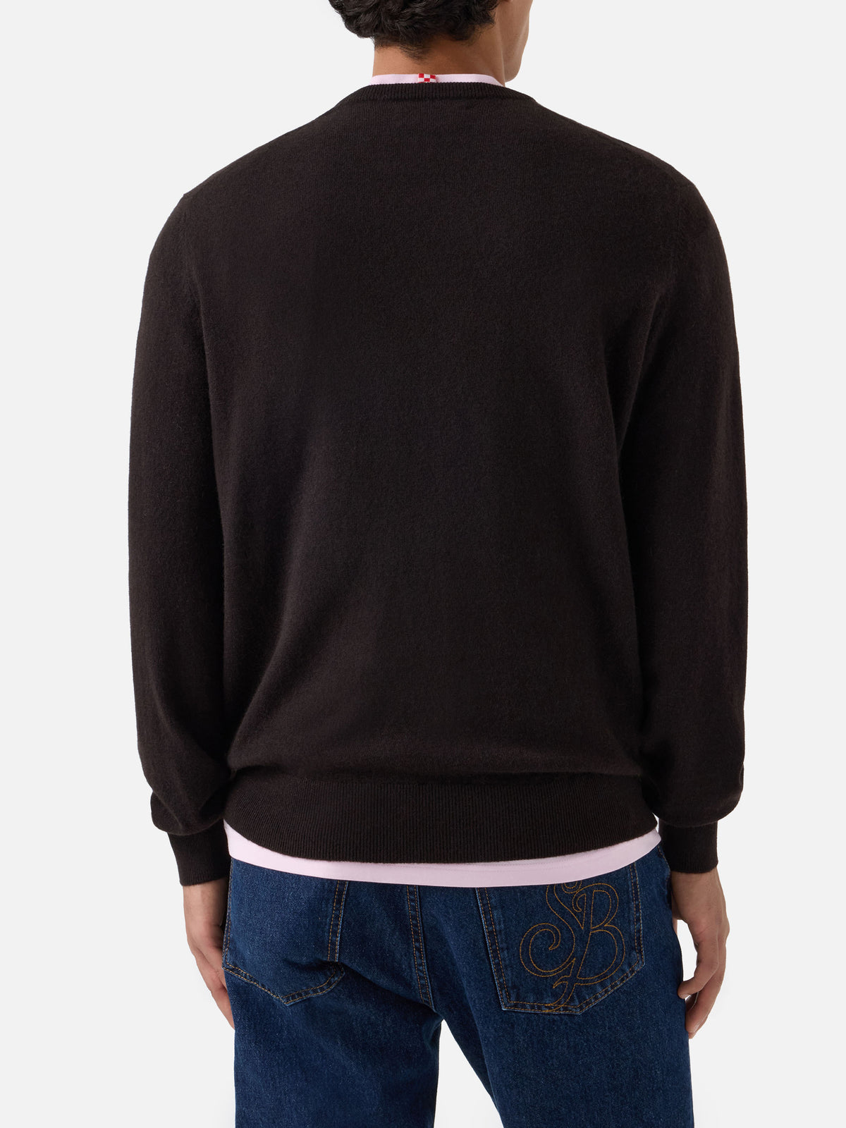 Jersey de cuello redondo Regent en cashmere marrón 