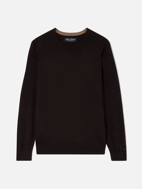 Crewneck Regent in brown cashmere