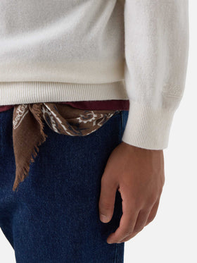 Pull col rond Regent en cachemire blanc 